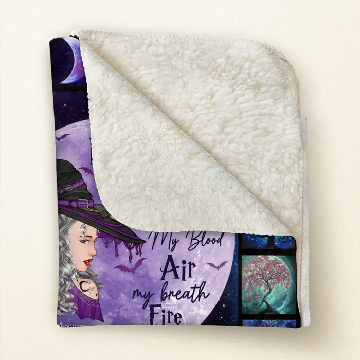 Personalized Witch Quilt/Fleece Throw Blanket - Gift Idea For Witch Lover - Earth My Body Water My Blood Air My Breath Fire My Spirit