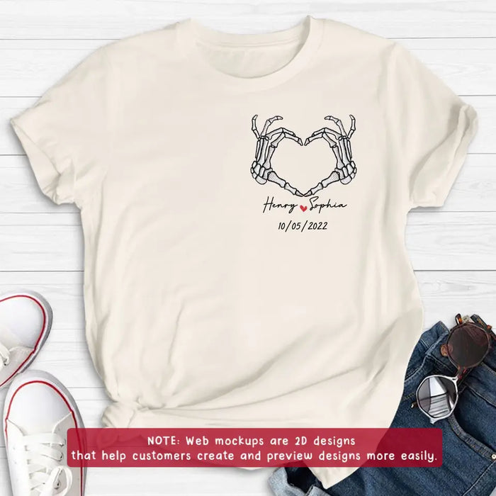 Personalized Skeleton Embroidered T-shirt/Sweater/Hoodie - Gift Idea For Couple