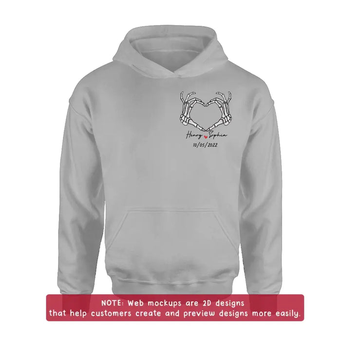 Personalized Skeleton Embroidered T-shirt/Sweater/Hoodie - Gift Idea For Couple