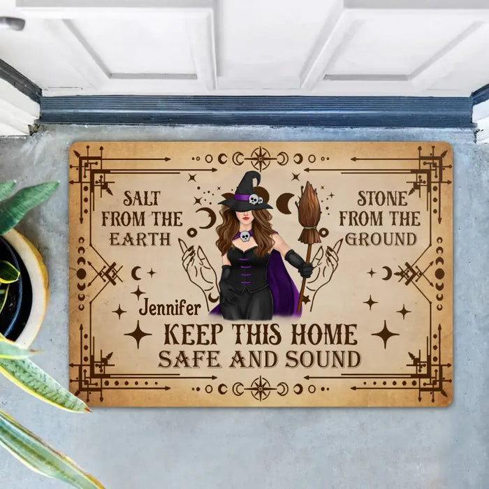 Personalized Witch Doormat - Halloween Gift Idea - Keep This Home Safe And Sound