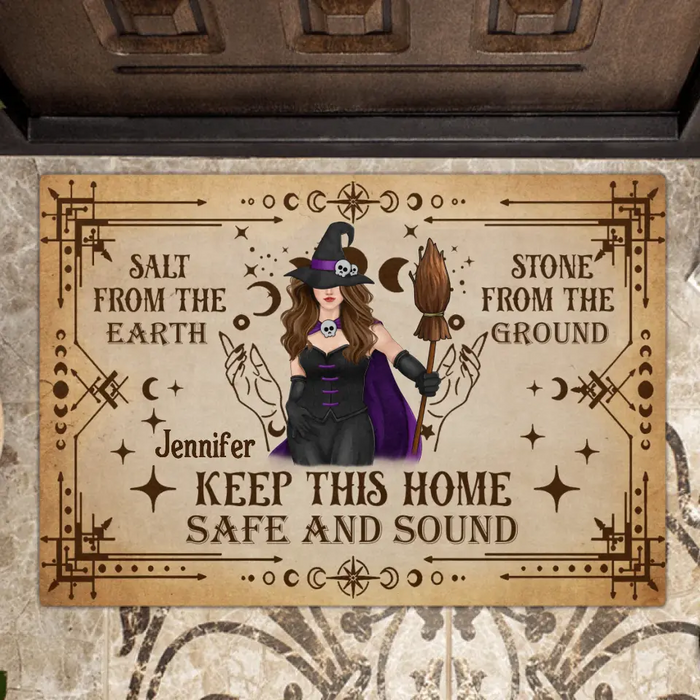 Personalized Witch Doormat - Halloween Gift Idea - Keep This Home Safe And Sound