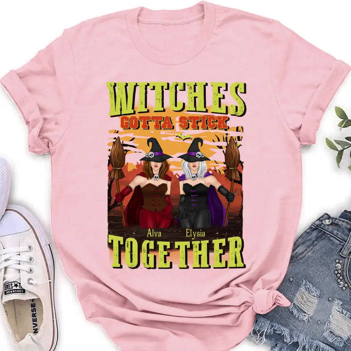 Personalized Witch Besties T-shirt/Long Sleeve/Sweatshirt/Hoodie - Halloween Gift Idea For Friends/Besties/Sisters - Witches Gotta Stick Together