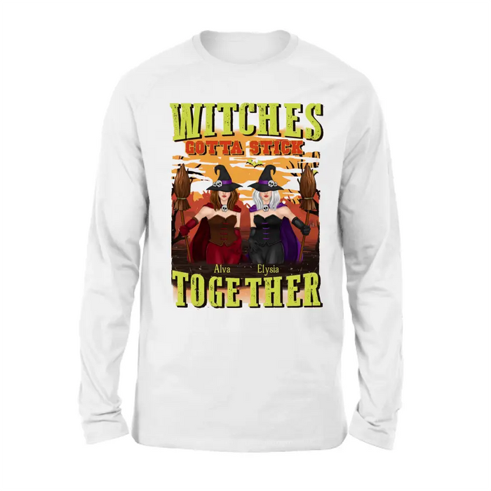 Personalized Witch Besties T-shirt/Long Sleeve/Sweatshirt/Hoodie - Halloween Gift Idea For Friends/Besties/Sisters - Witches Gotta Stick Together