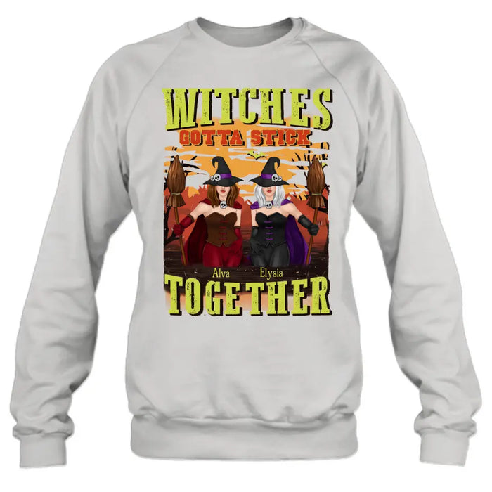 Personalized Witch Besties T-shirt/Long Sleeve/Sweatshirt/Hoodie - Halloween Gift Idea For Friends/Besties/Sisters - Witches Gotta Stick Together