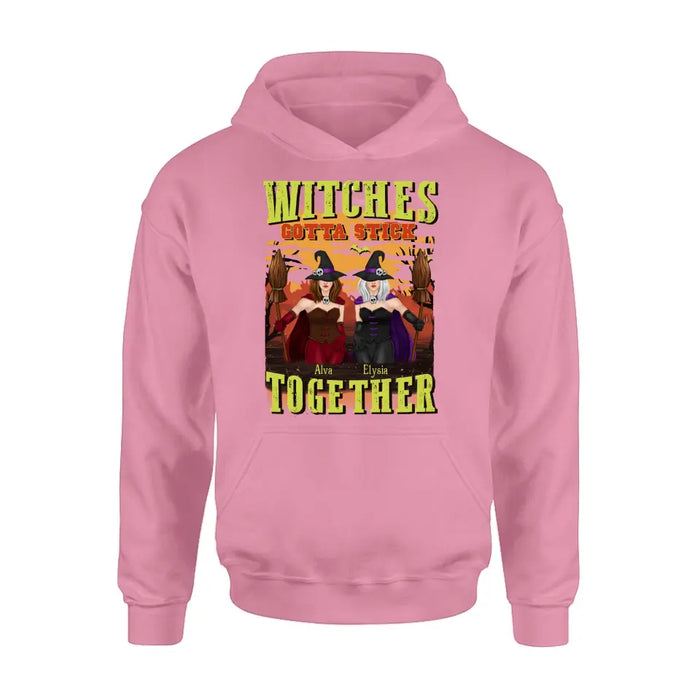 Personalized Witch Besties T-shirt/Long Sleeve/Sweatshirt/Hoodie - Halloween Gift Idea For Friends/Besties/Sisters - Witches Gotta Stick Together