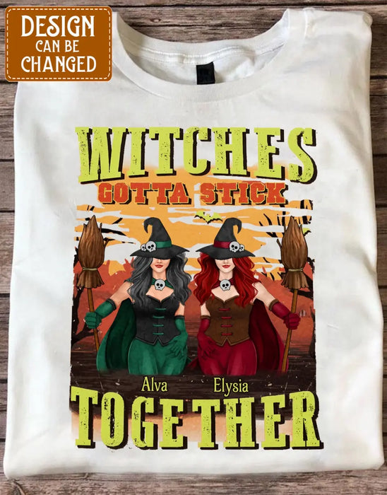 Personalized Witch Besties T-shirt/Long Sleeve/Sweatshirt/Hoodie - Halloween Gift Idea For Friends/Besties/Sisters - Witches Gotta Stick Together