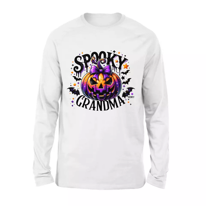 Personalized Grandma Spooky Pumpkin T-shirt/Long Sleeve/Sweatshirt/Hoodie - Halloween Gift Idea For Grandma/Mother - Up to 10 Kids