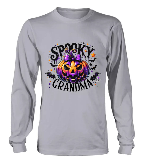 Personalized Grandma Spooky Pumpkin T-shirt/Long Sleeve/Sweatshirt/Hoodie - Halloween Gift Idea For Grandma/Mother - Up to 10 Kids