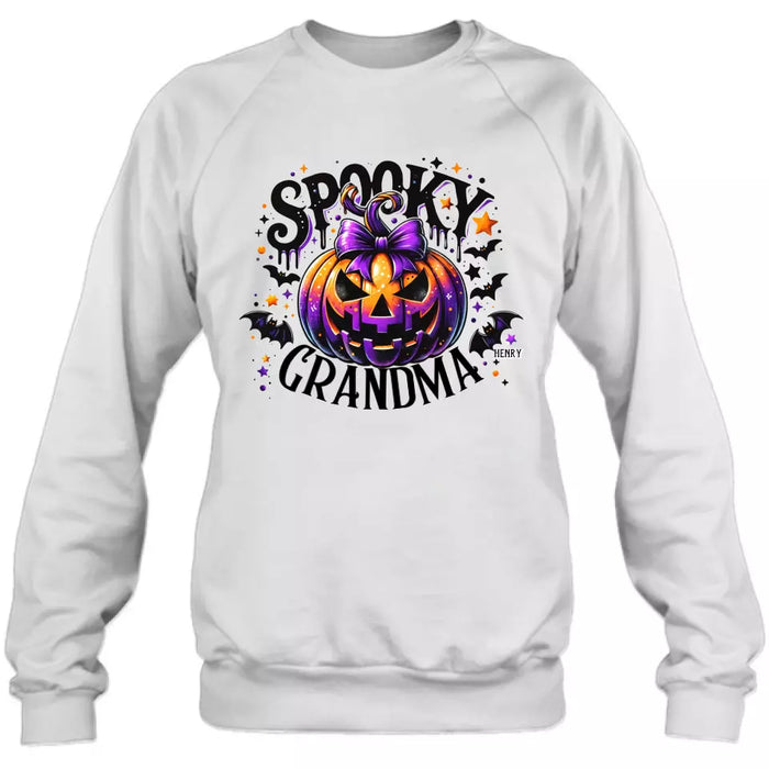 Personalized Grandma Spooky Pumpkin T-shirt/Long Sleeve/Sweatshirt/Hoodie - Halloween Gift Idea For Grandma/Mother - Up to 10 Kids