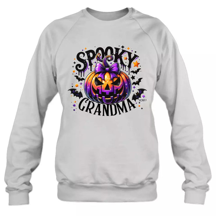 Personalized Grandma Spooky Pumpkin T-shirt/Long Sleeve/Sweatshirt/Hoodie - Halloween Gift Idea For Grandma/Mother - Up to 10 Kids