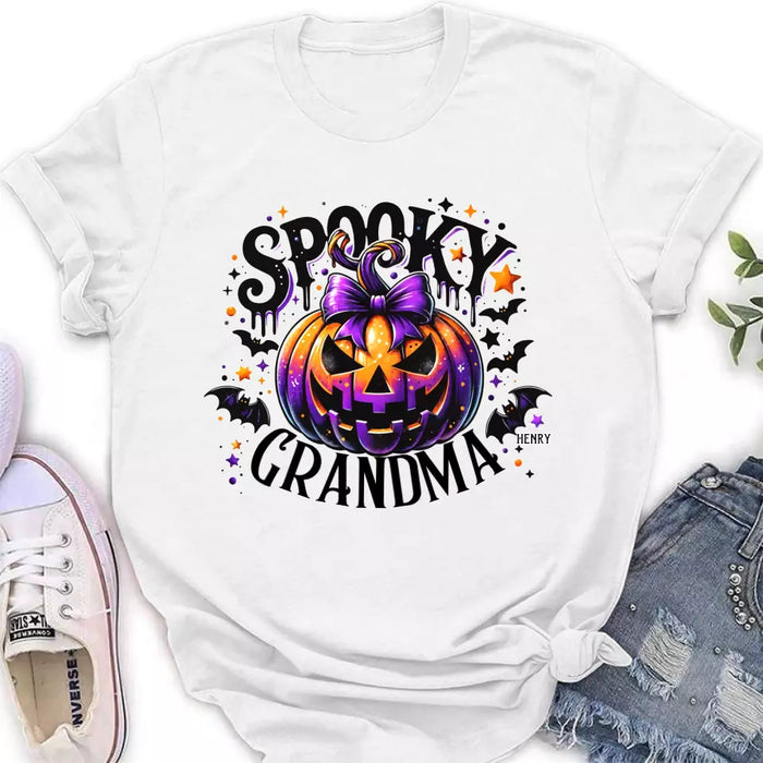 Personalized Grandma Spooky Pumpkin T-shirt/Long Sleeve/Sweatshirt/Hoodie - Halloween Gift Idea For Grandma/Mother - Up to 10 Kids