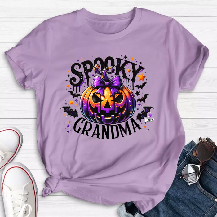 Personalized Grandma Spooky Pumpkin T-shirt/Long Sleeve/Sweatshirt/Hoodie - Halloween Gift Idea For Grandma/Mother - Up to 10 Kids