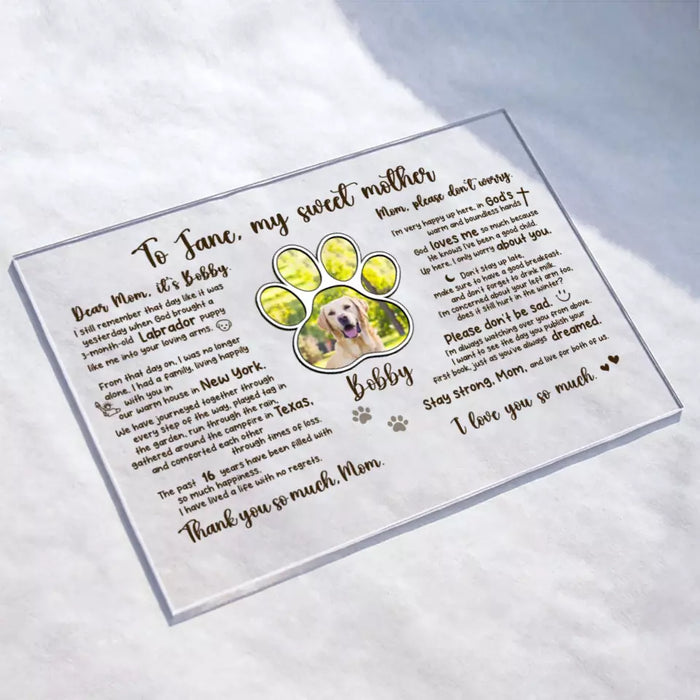 Personalized Memorial Pet Acrylic Plaque - Custom Photo And Dog's Story - Memorial Gift Idea For Dog Lover
