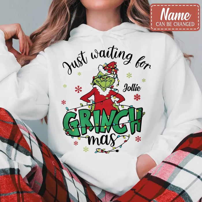 Personalized Christmas AOP Sweater - Gift Idea For Friend/Family Member - Just Waiting For Grinchmas
