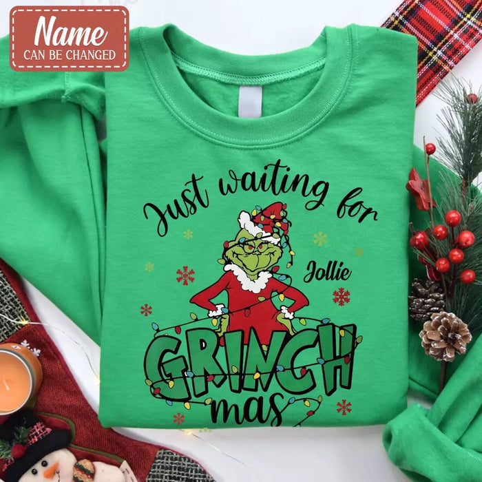 Personalized Christmas AOP Sweater - Gift Idea For Friend/Family Member - Just Waiting For Grinchmas