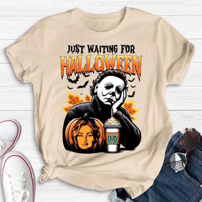Personalized Pumpkin Photo T-shirt - Upload Photo - Halloween Gift Idea - Just Waiting For Halloween
