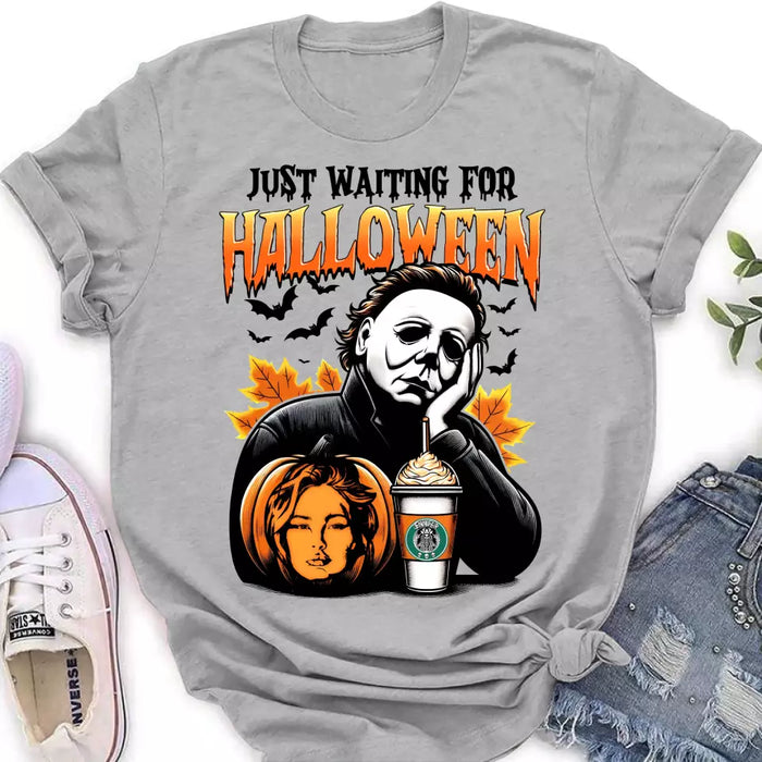 Personalized Pumpkin Photo T-shirt - Upload Photo - Halloween Gift Idea - Just Waiting For Halloween