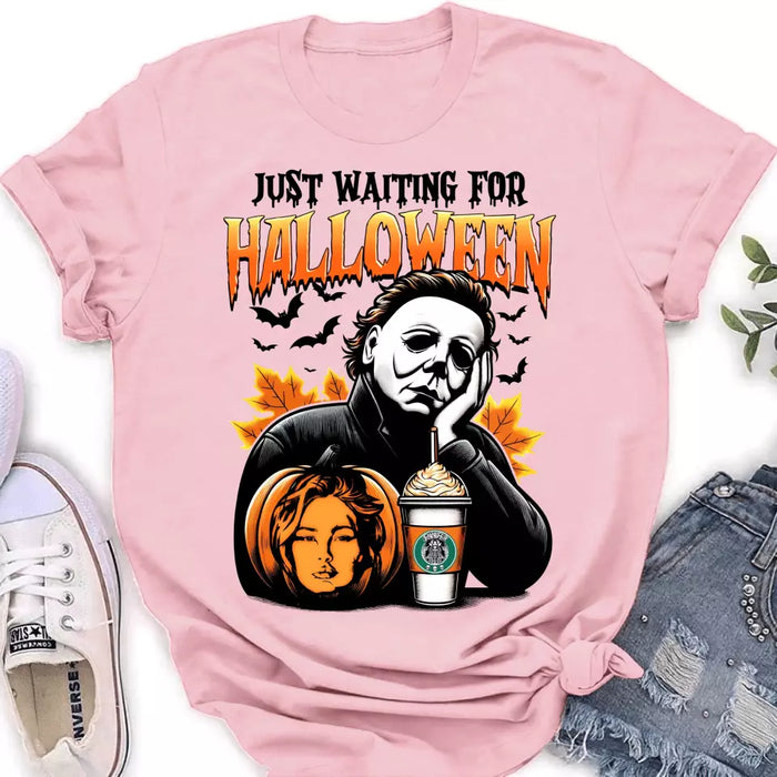 Personalized Pumpkin Photo T-shirt - Upload Photo - Halloween Gift Idea - Just Waiting For Halloween
