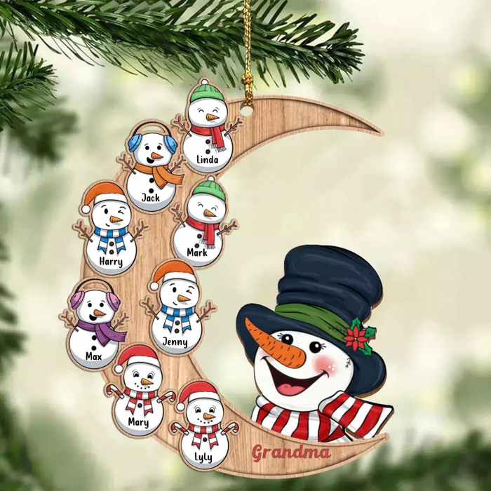 Personalized Grandma Wooden Ornament - Gift Idea For Christmas/Grandma with up to 8 Kids