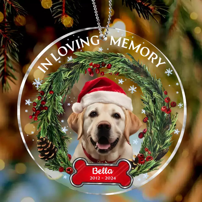Personalized Christmas Dog Acrylic Ornament - Upload Photo - Memorial Gift Idea For Dog Lover/Christmas - In Loving Memory Of