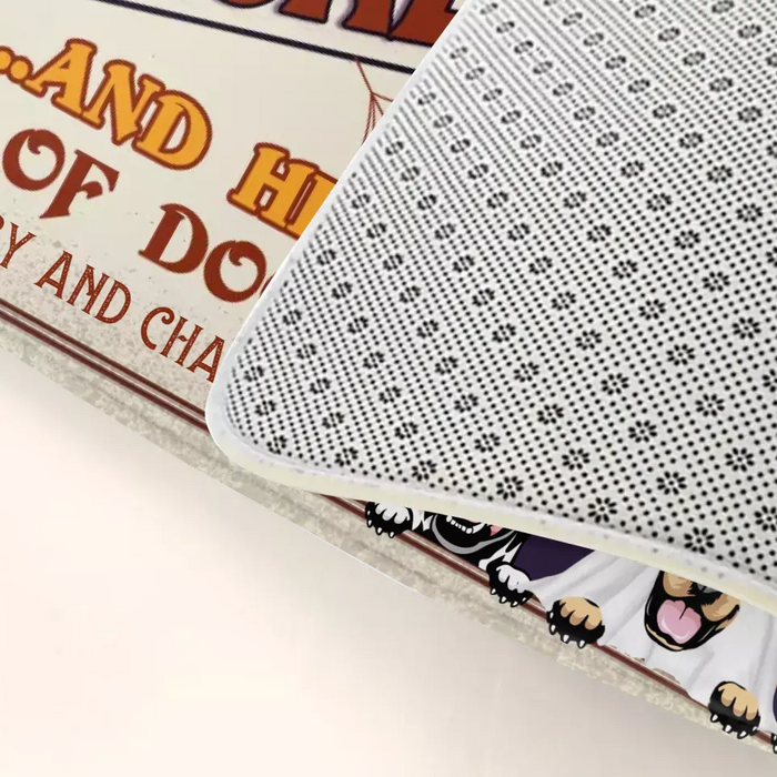 Personalized Witch Dog Doormat - Halloween Gift Idea For Witch/Dog Lovers With Up To 3 Dogs - Home Of The Wicked Witch And Her Pack Of Dogs