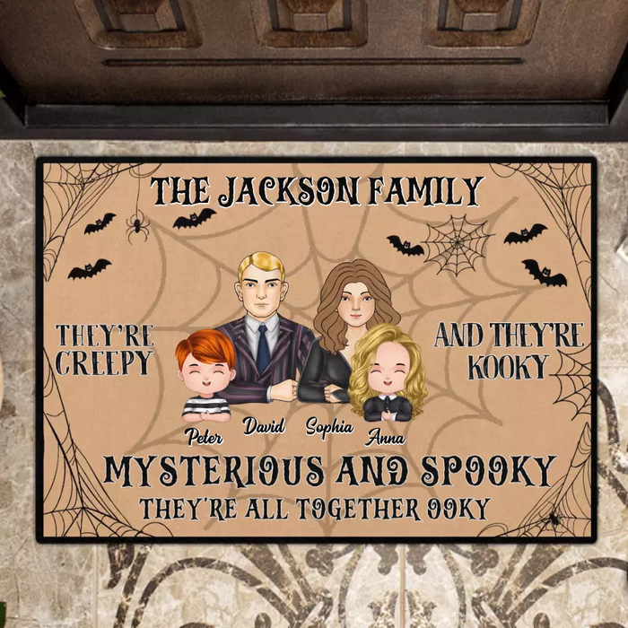 Personalized Family Doormat - Halloween Gift Idea For Couple/Family - Couple/Parents With Kids - They're All Together Ooky