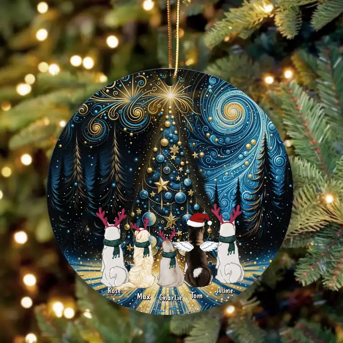 Personalized Christmas Dog Acrylic Ornament - Up to 5 Dogs/Cats - Christmas Gift Idea For Pet Lover