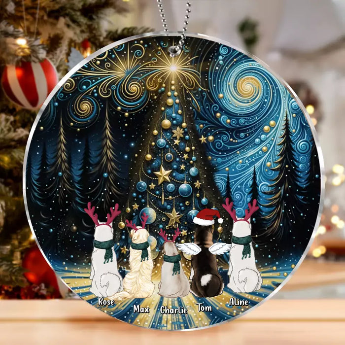 Personalized Christmas Dog Acrylic Ornament - Up to 5 Dogs/Cats - Christmas Gift Idea For Pet Lover