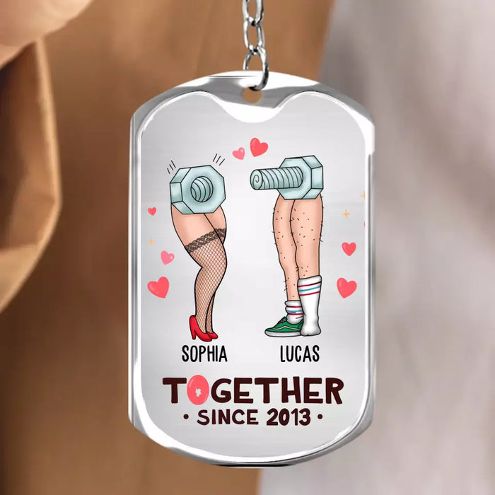 Personalized Nut And Screw Couple Aluminium Keychain - Gift Idea For Couple/Him And Her - After All Those Years, I'm "Steel" Nut About You
