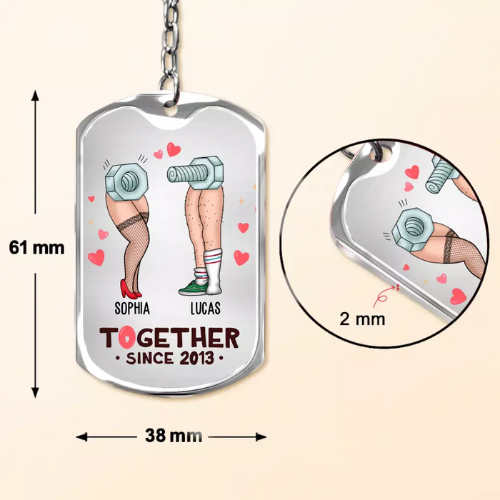 Personalized Nut And Screw Couple Aluminium Keychain - Gift Idea For Couple/Him And Her - After All Those Years, I'm "Steel" Nut About You