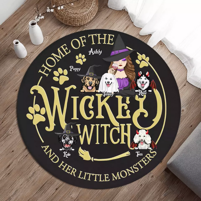 Personalized Wicked Witch Round Rug - Gift Idea For Witch/Pets Lover - Up to 5 Dogs/Cats - Home Of The Wicked Witch And Her Little Monsters