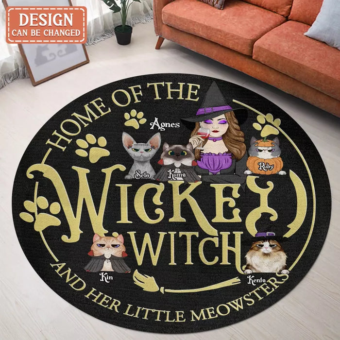 Personalized Wicked Witch Round Rug - Gift Idea For Witch/Pets Lover - Up to 5 Dogs/Cats - Home Of The Wicked Witch And Her Little Monsters