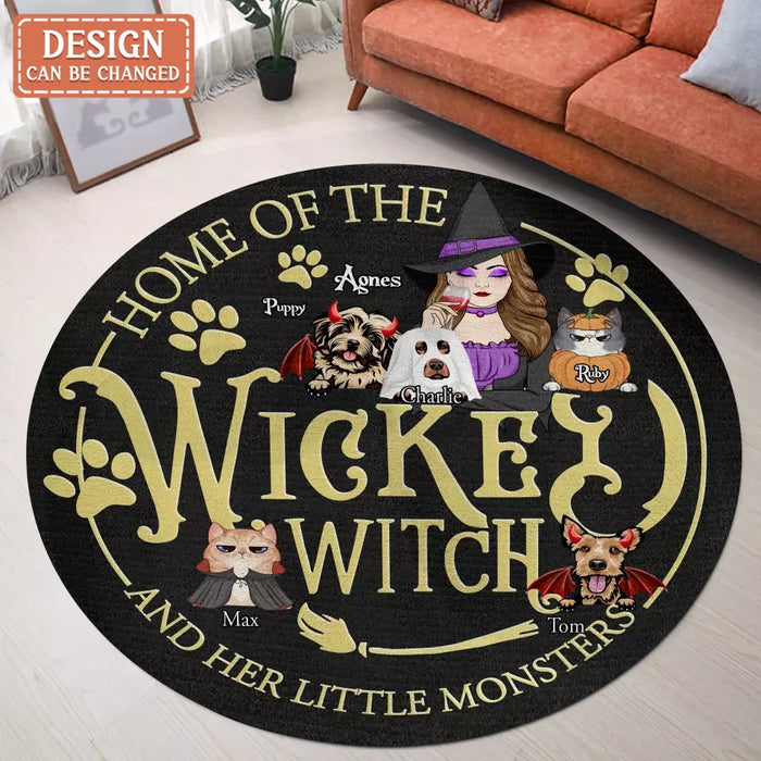 Personalized Wicked Witch Round Rug - Gift Idea For Witch/Pets Lover - Up to 5 Dogs/Cats - Home Of The Wicked Witch And Her Little Monsters