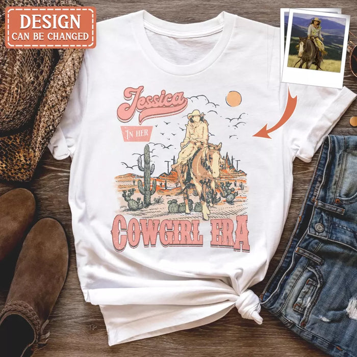 Personalized Cowgirl T-shirt - Upload Photo - Gift Idea To Girl Friend/Cowgirl