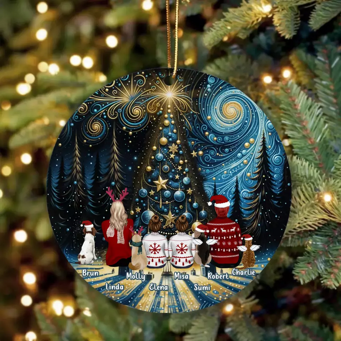 Personalized Family Acrylic Ornament - Christmas Gift Idea For Family with up to 2 Kids and 4 Pets