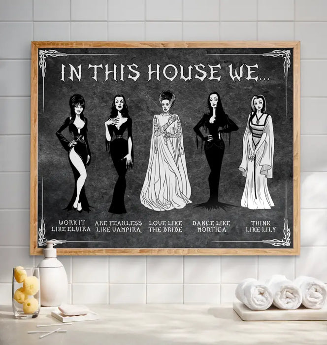 Custom Personalized Horizontal Poster Gift Idea For Halloween - In This House We Are Fearless Like Vampira