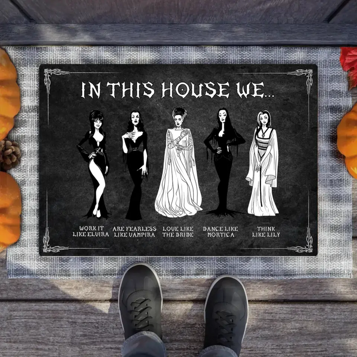 Custom Personalized Horizontal Doormat Gift Idea For Halloween - In This House We Love Like The Bride