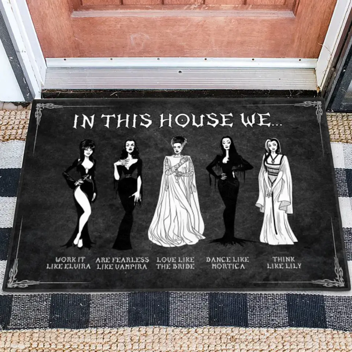 Custom Personalized Horizontal Doormat Gift Idea For Halloween - In This House We Love Like The Bride