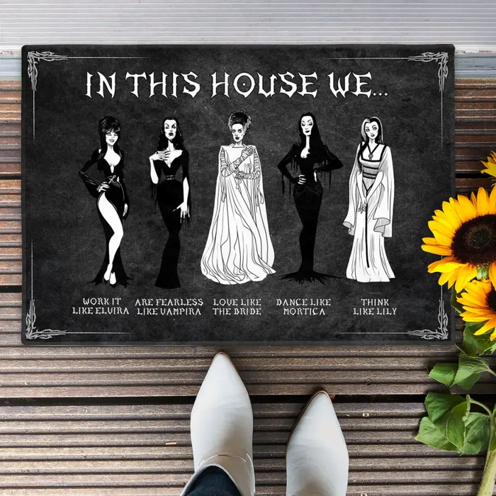 Custom Personalized Horizontal Doormat Gift Idea For Halloween - In This House We Love Like The Bride