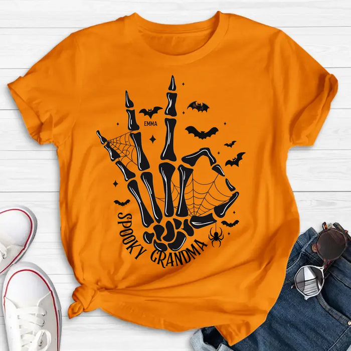 Personalized Spooky Skeleton T-shirt/Long Sleeve/Sweatshirt/Hoodie - Holliday Gift Idea For Grandma/Mother - Up to 10 Kids