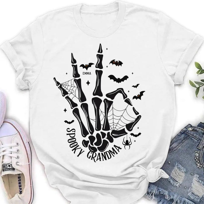 Personalized Spooky Skeleton T-shirt/Long Sleeve/Sweatshirt/Hoodie - Holliday Gift Idea For Grandma/Mother - Up to 10 Kids