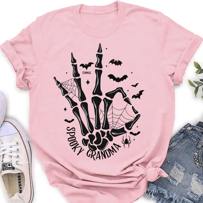 Personalized Spooky Skeleton T-shirt/Long Sleeve/Sweatshirt/Hoodie - Holliday Gift Idea For Grandma/Mother - Up to 10 Kids