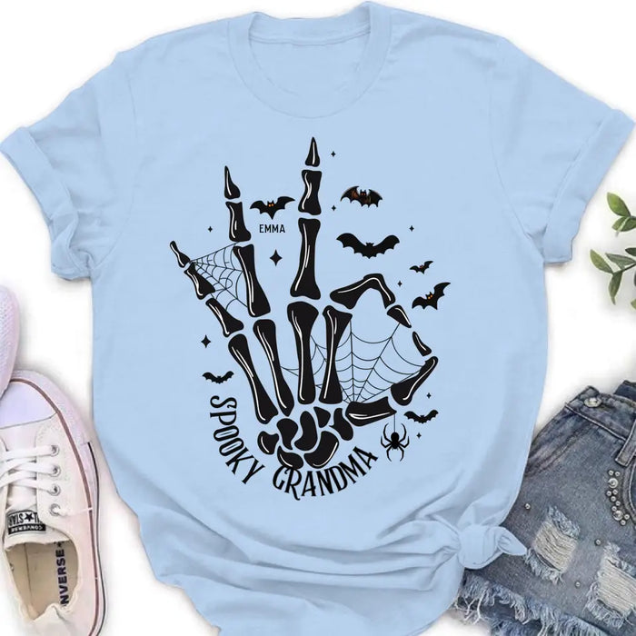 Personalized Spooky Skeleton T-shirt/Long Sleeve/Sweatshirt/Hoodie - Holliday Gift Idea For Grandma/Mother - Up to 10 Kids