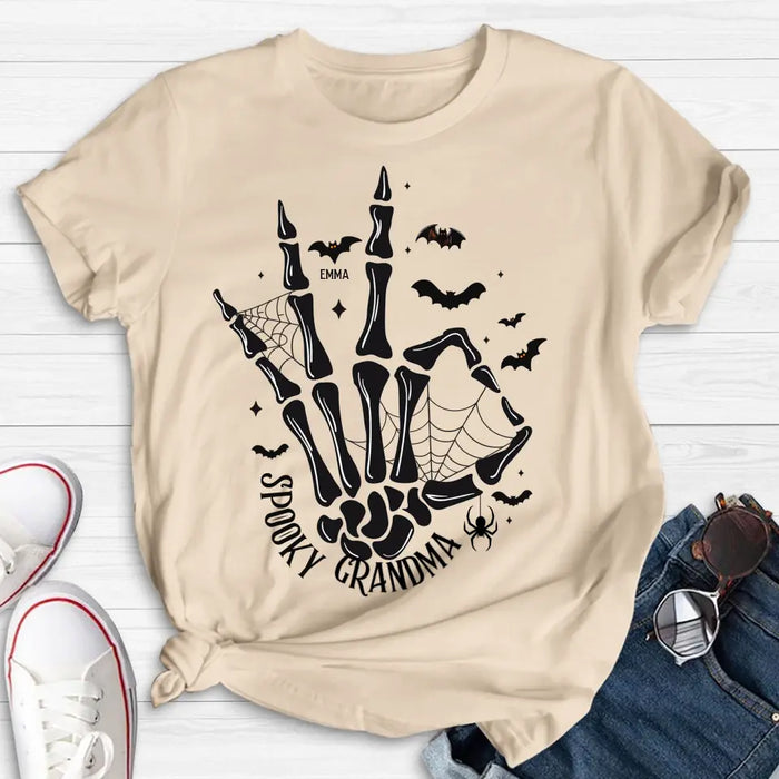 Personalized Spooky Skeleton T-shirt/Long Sleeve/Sweatshirt/Hoodie - Holliday Gift Idea For Grandma/Mother - Up to 10 Kids