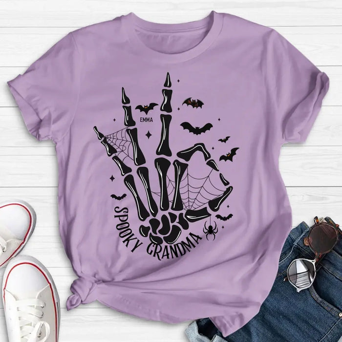Personalized Spooky Skeleton T-shirt/Long Sleeve/Sweatshirt/Hoodie - Holliday Gift Idea For Grandma/Mother - Up to 10 Kids