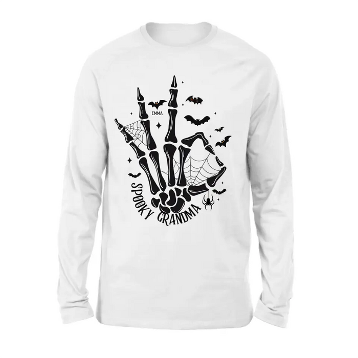 Personalized Spooky Skeleton T-shirt/Long Sleeve/Sweatshirt/Hoodie - Holliday Gift Idea For Grandma/Mother - Up to 10 Kids