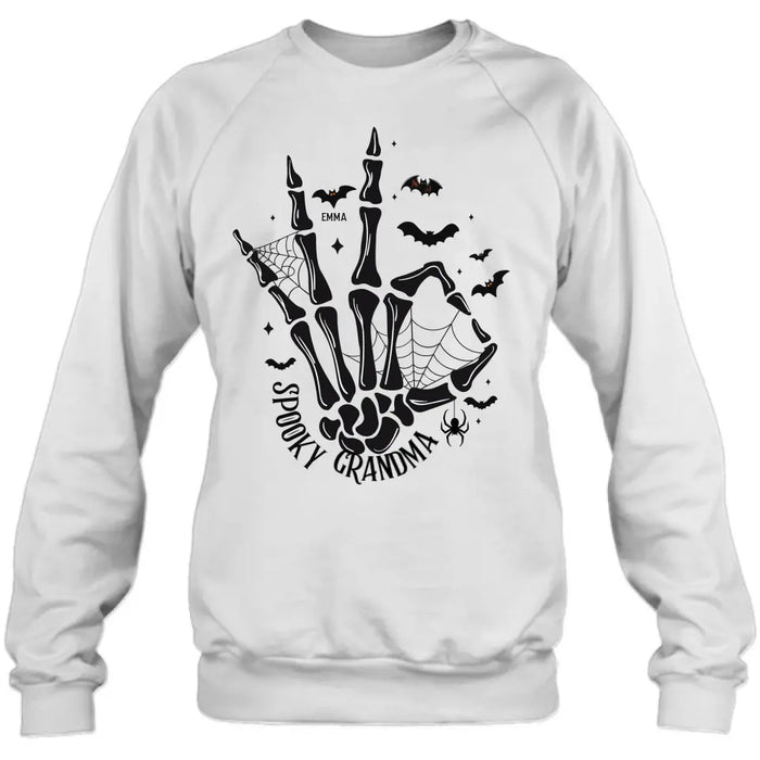 Personalized Spooky Skeleton T-shirt/Long Sleeve/Sweatshirt/Hoodie - Holliday Gift Idea For Grandma/Mother - Up to 10 Kids