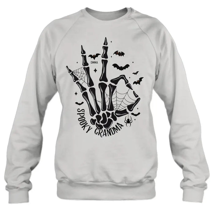 Personalized Spooky Skeleton T-shirt/Long Sleeve/Sweatshirt/Hoodie - Holliday Gift Idea For Grandma/Mother - Up to 10 Kids
