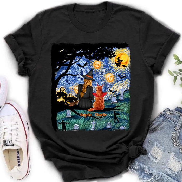 Personalized Witch Halloween T-shirt/Long Sleeve/Sweatshirt/Hoodie - Gift Idea For Dog/Cat Lover