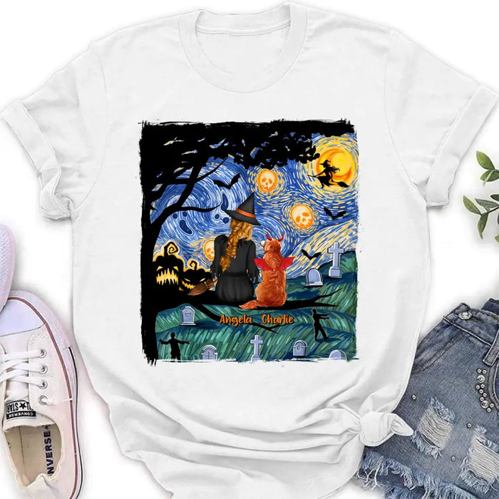 Personalized Witch Halloween T-shirt/Long Sleeve/Sweatshirt/Hoodie - Gift Idea For Dog/Cat Lover
